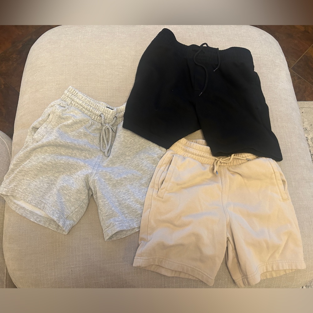 Men’s Shorts (H&M & Goodfellows) Tan, Gray, Black Drawstring Lounge Shorts Trio